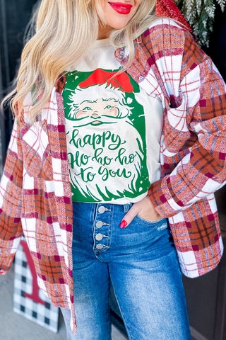 Rose Red Christmas Plaid Flannel Shacket