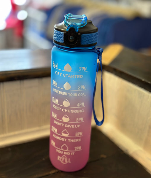 Blue and Pink Ombré Motivational Water Bottle - 32oz
