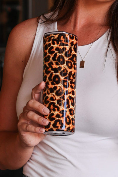 Leopard Print Skinny 20oz Tumbler - Reusable Cup