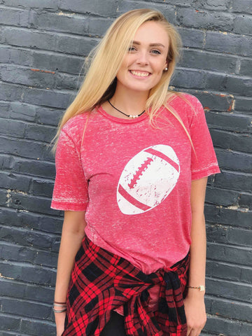 Football-Red-Tshirt-Louisville-Graphic Tee-Football Season-Game Day-City Vibes-Red-Apparel-Womens-Mens-Unisex Fit-Team Sport-Tailgating-Football Season-Red-Acid Wash-University of Louisville-Alabama-Roll Tide-Cardinals-Favorite Team-Go Team-Touchdown-Friday Nights