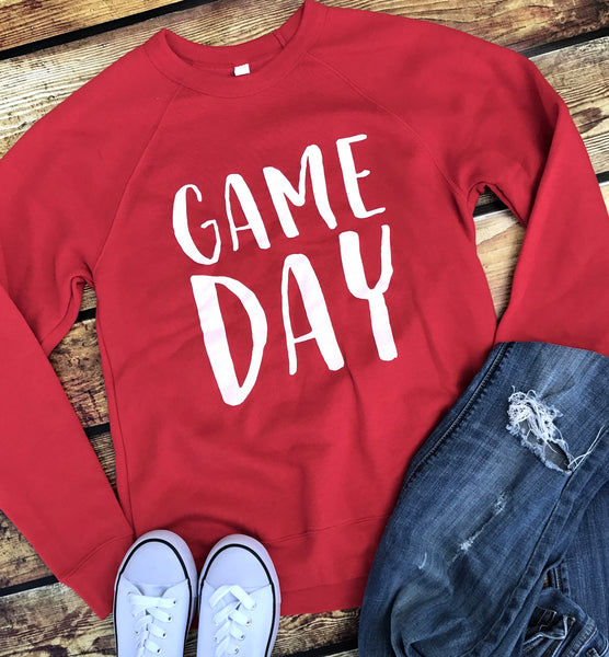Game Day-Sweatshirt-Red-Football-Basketball-Sports-Louisville-Cardinals-Cards-Game-Day-Sweatshirt-Team Color-Red and White