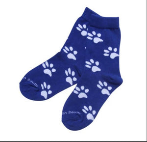 Paw Shapes in Blue and White Kid’s Socks - Kentucky Wildcats