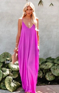Oversized Rose Colored Strappy Maxi Dress