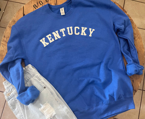 Kentucky - Sweatshirt - Royal Blue - Vintage Collegiate Lettering
