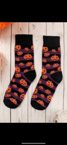 Purple Striped - Jack O Lantern Socks - Halloween