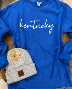Kentucky - Sweatshirt - Royal Blue - Script Lettering