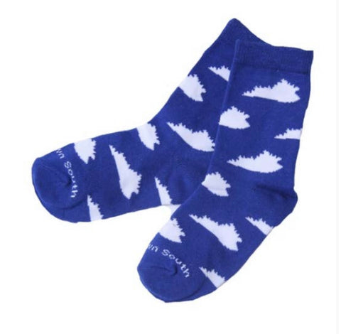 Kentucky Shapes in Blue and White Kid’s Socks
