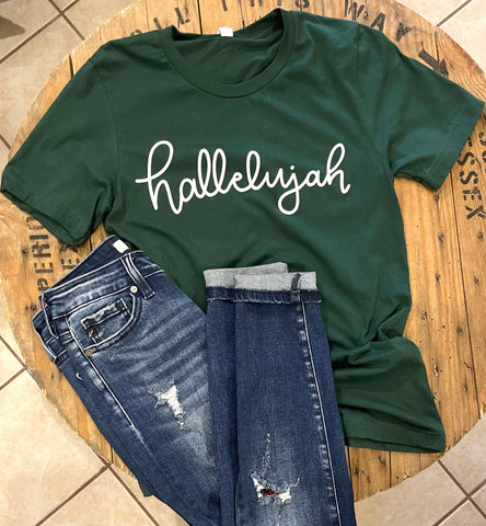 Hallelujah -Green Short Sleeve Tee-Christmas Shirt-Tshirt