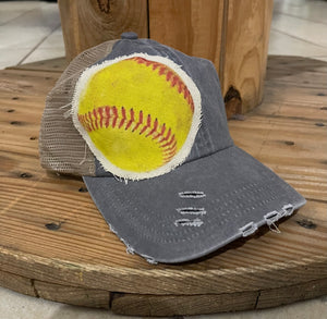 Softball - Trucker Hat - Vintage - Gray