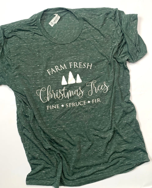 Farm Fresh Christmas Trees-Short sleeve-Christmas Shirt-Marble Green